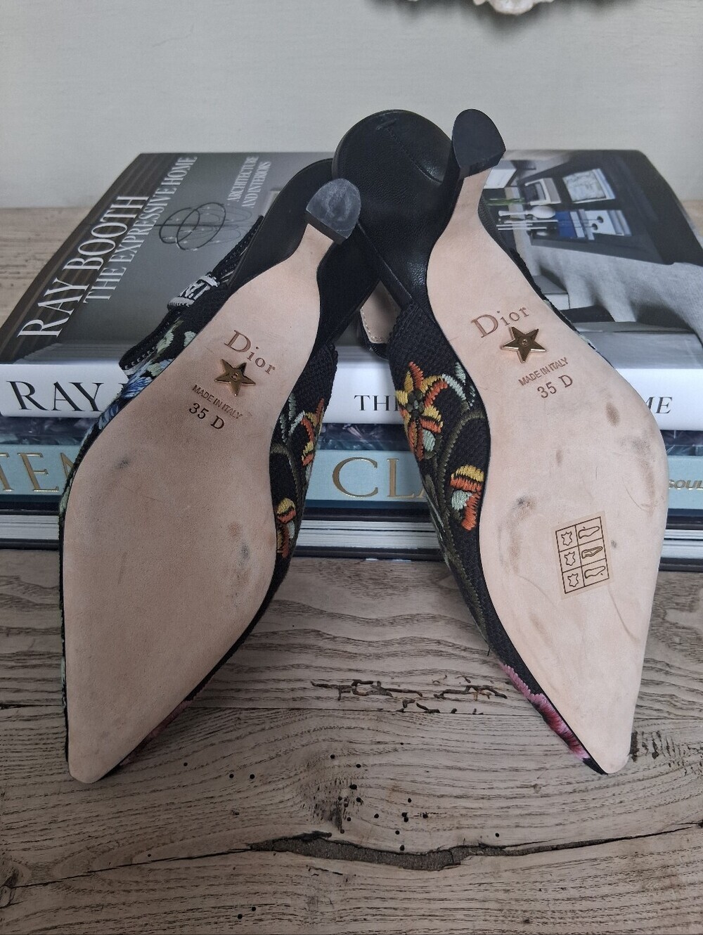 Christian Dior Ribbon Petites Fleurs Embroidered J'Adior Slingback Pumps Size 35 - Picture 9 of 13